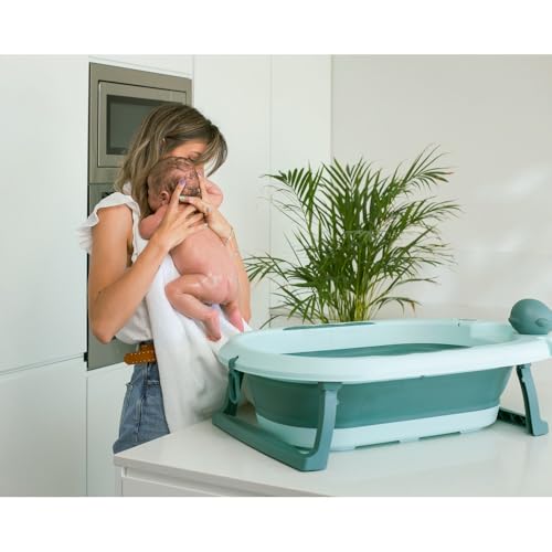 Interbaby kokkupandav beebivann termomeetri ja padjaga, roosa