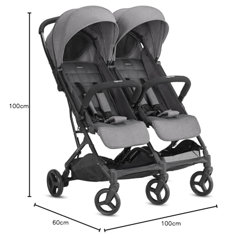Inglesina Twin Sketch kahekohaline jalutuskäru, hall, ultrakerge ja kompaktne