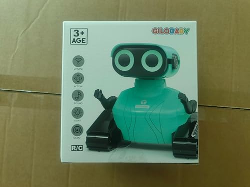 Puldiga juhitav robot lastele, LED-silmade ja tantsufunktsiooniga, sinine