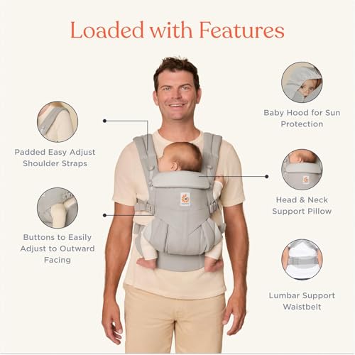 Ergobaby Omni 360 Cool Air Mesh kandekott vastsündinule kuni 3. eluaastani, Pearl Grey