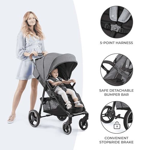 Kinderkraft GRANDE PLUS jalutuskäru, hall (sünnist kuni 22 kg)