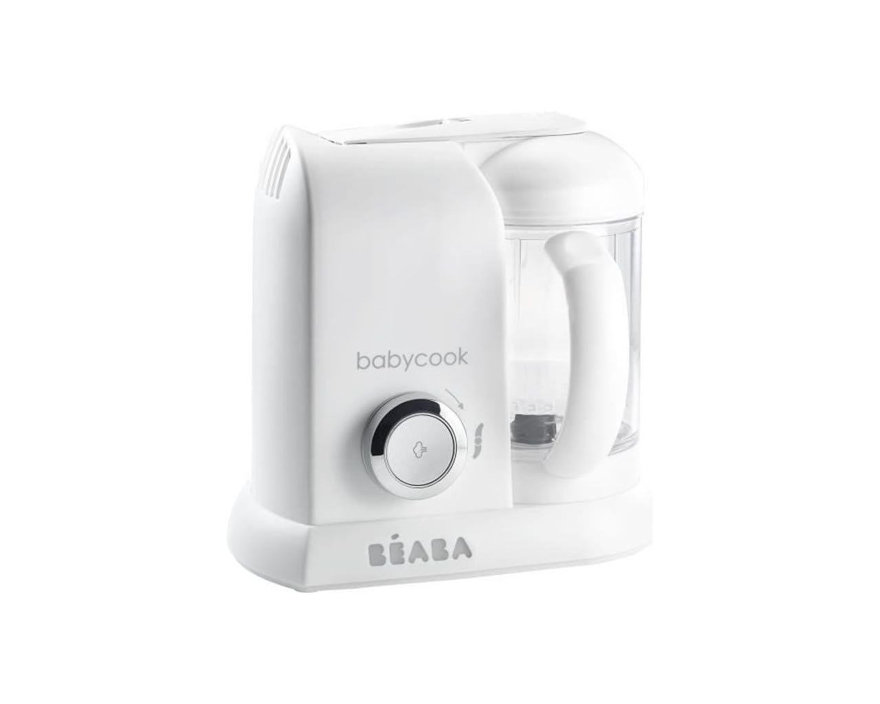 Béaba Babycook Solo 4-in-1 Baby Food Processor – Steam, Blend, Reheat & Defrost, 1100 ml, White/Silver
