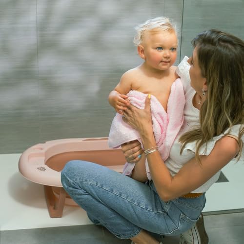 Interbaby kokkupandav beebivann termomeetri ja padjaga, roosa