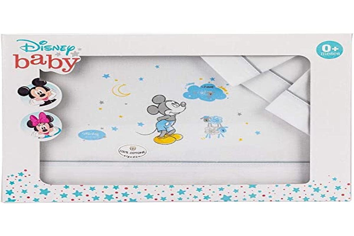 Interbaby Disney Mickey Mouse hälli voodipesukomplekt 50x80cm, 3-osaline – valge/hall