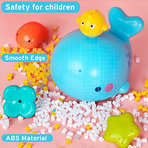 Beige bath toy – blue whale with 5 interchangeable water sprays