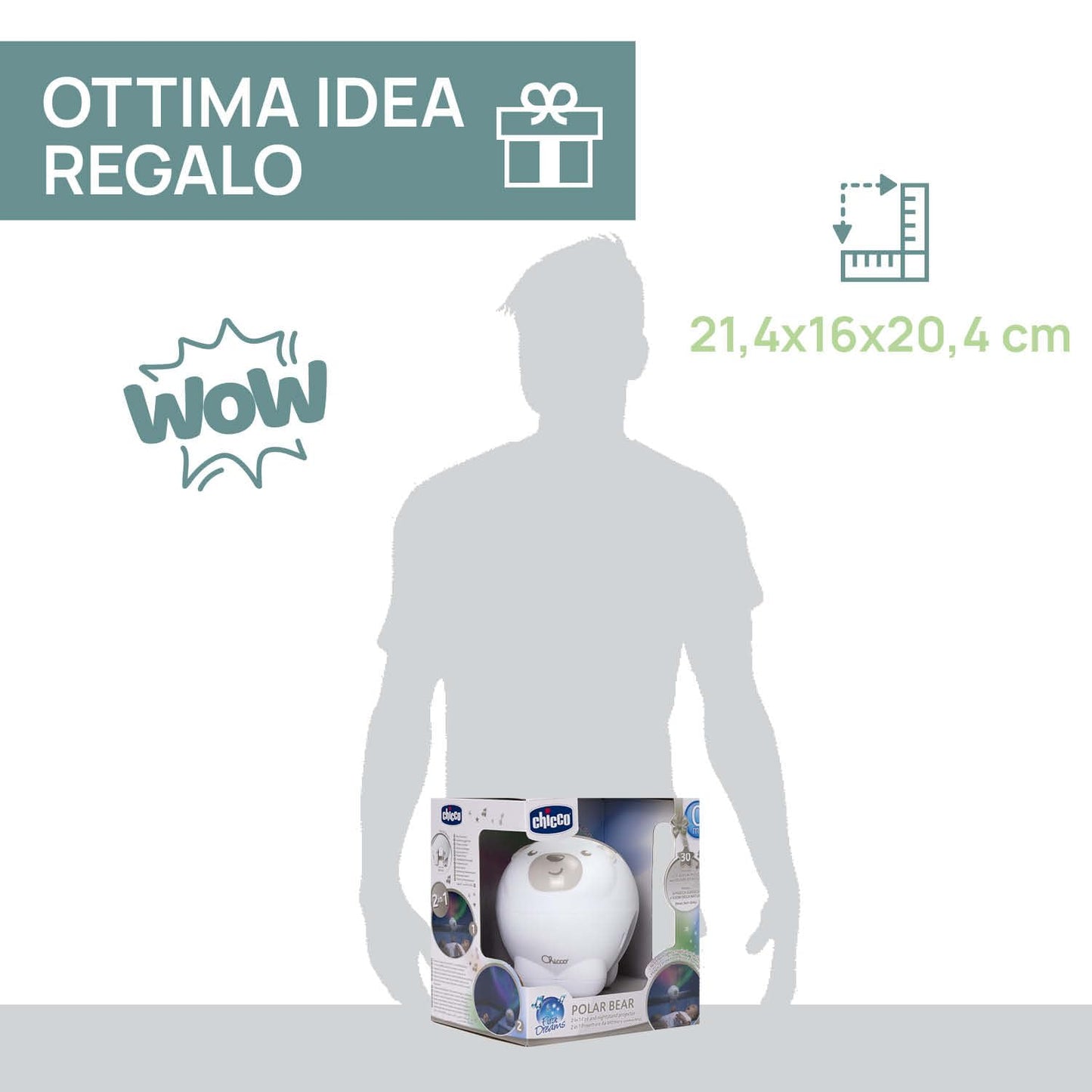 Chicco First Dreams Polar Bear projektor, 2-in-1, öölamp ja hälliprojektor