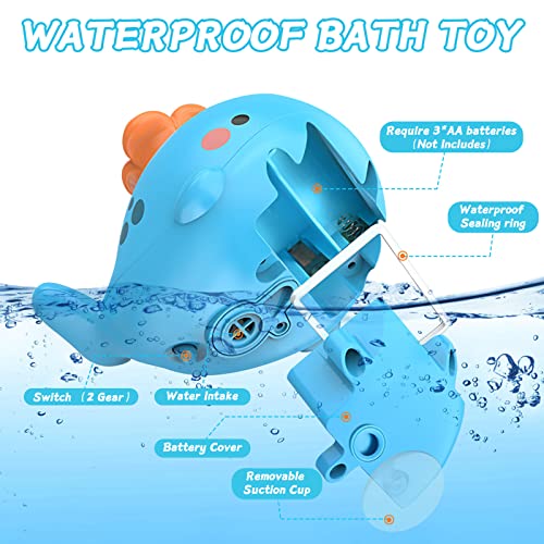 Beige bath toy – blue whale with 5 interchangeable water sprays