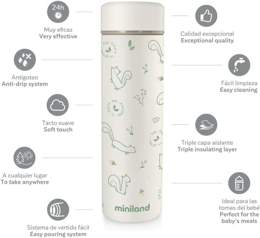 Miniland termostoitukarp beebile, 450 ml, mitmevärviline, roheline