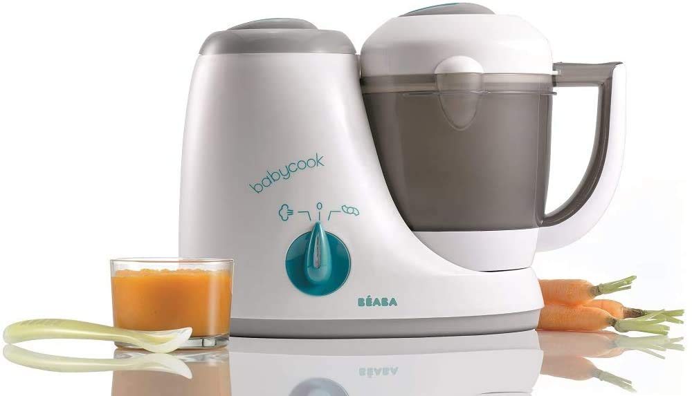 Béaba Babycook Original 4-in-1 Baby Food Maker – Steams, Blends, Defrosts and Reheats, Blue-Grey