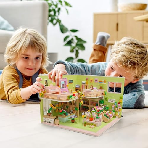 LED building blocks set for flower shop with 1224 pieces