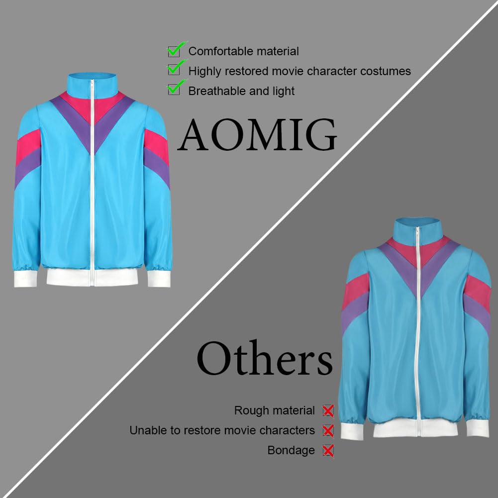 80ndate retro dressipluusi ja pükste kostüüm, unisex, sinine (S/M)