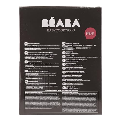 Béaba Babycook Solo 4-in-1 Baby Food Maker – Steaming, Blending, Heating, Defrosting, 1100 ml Capacity, Black