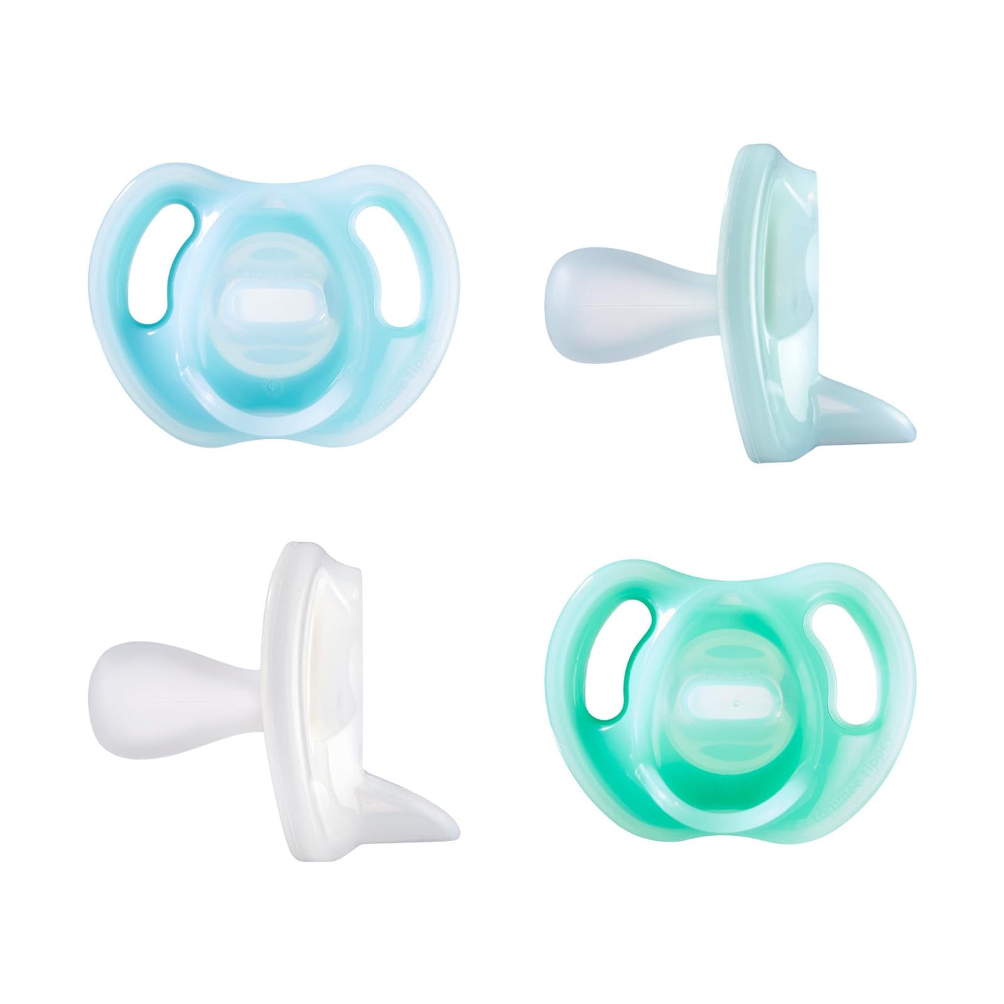 Tommee Tippee Ultra-Light silikoonluttide komplekt, 0–6 kuud, 4 tk, sinine/roheline/läbipaistev