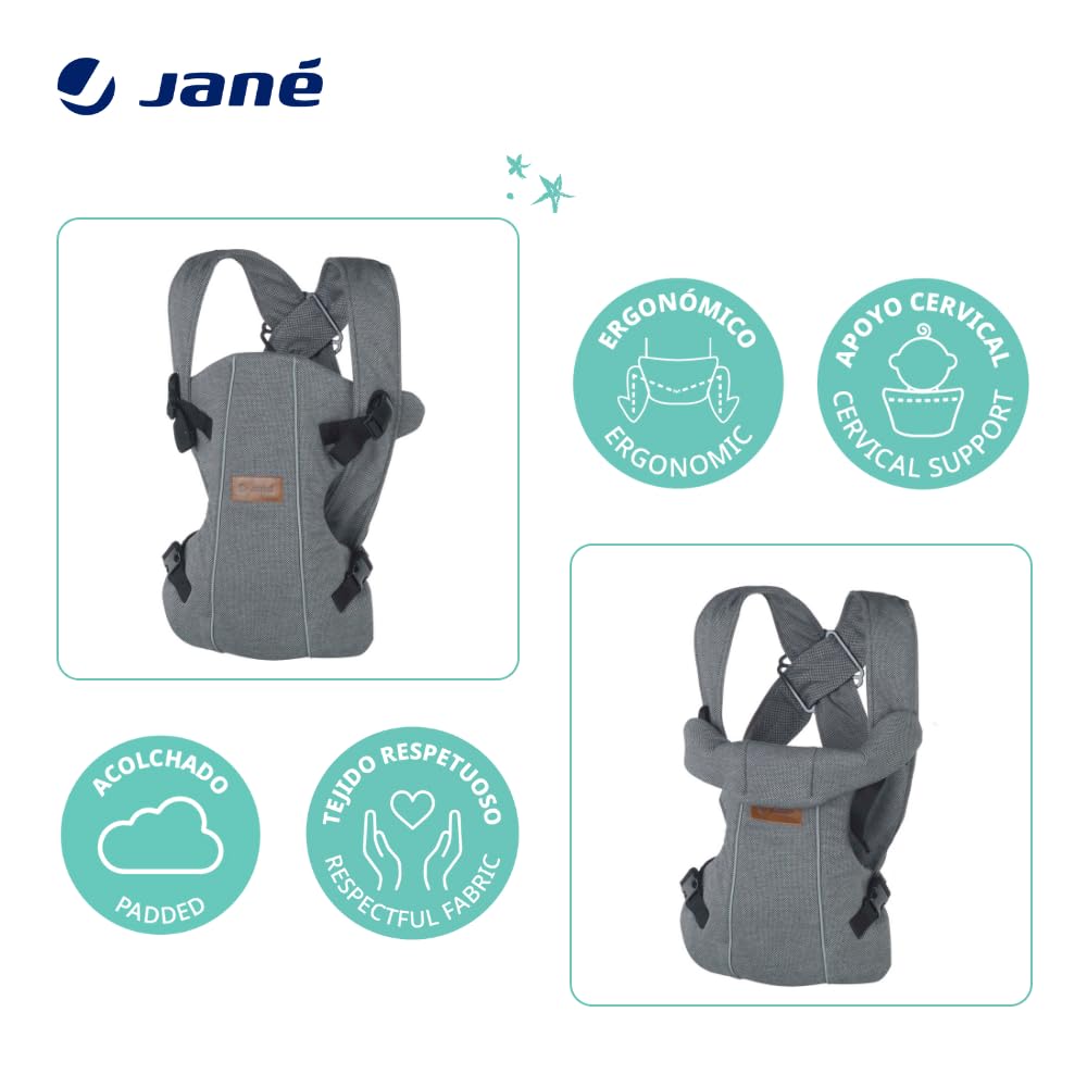 Jané Dual ergonoomiline beebikandekott, 3 kandmisviisi, hall (3,5–15 kg)