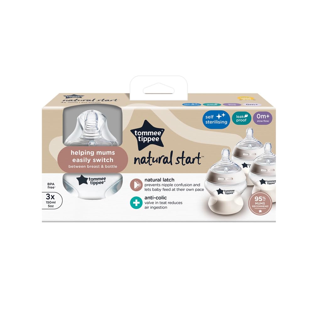 Tommee Tippee Natural Start koolikute vastased pudelid, 150 ml, 3 tk komplektis