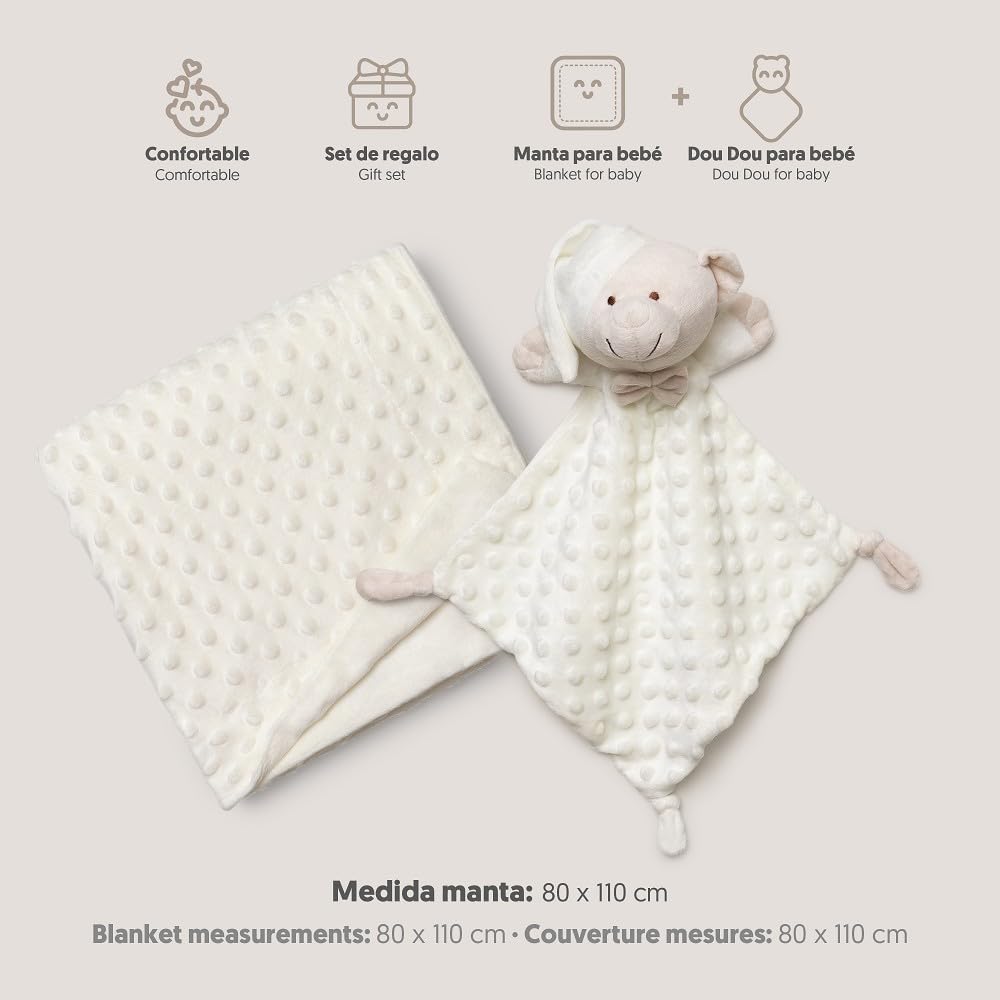 Interbaby beebitekk ja kaisukaru komplekt, 80 × 110 cm, kreem