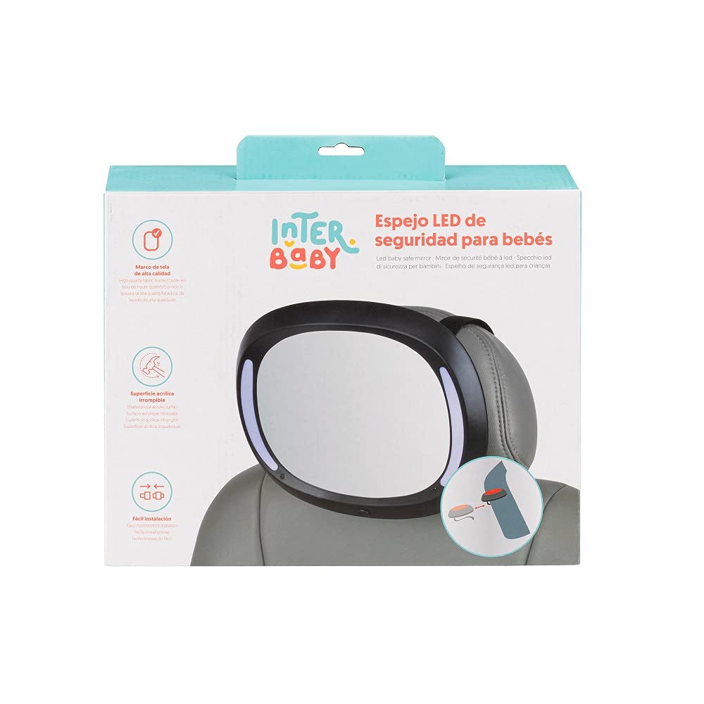 Interbaby autopeegel LED-valgustusega, kaugjuhtumispuldiga, must