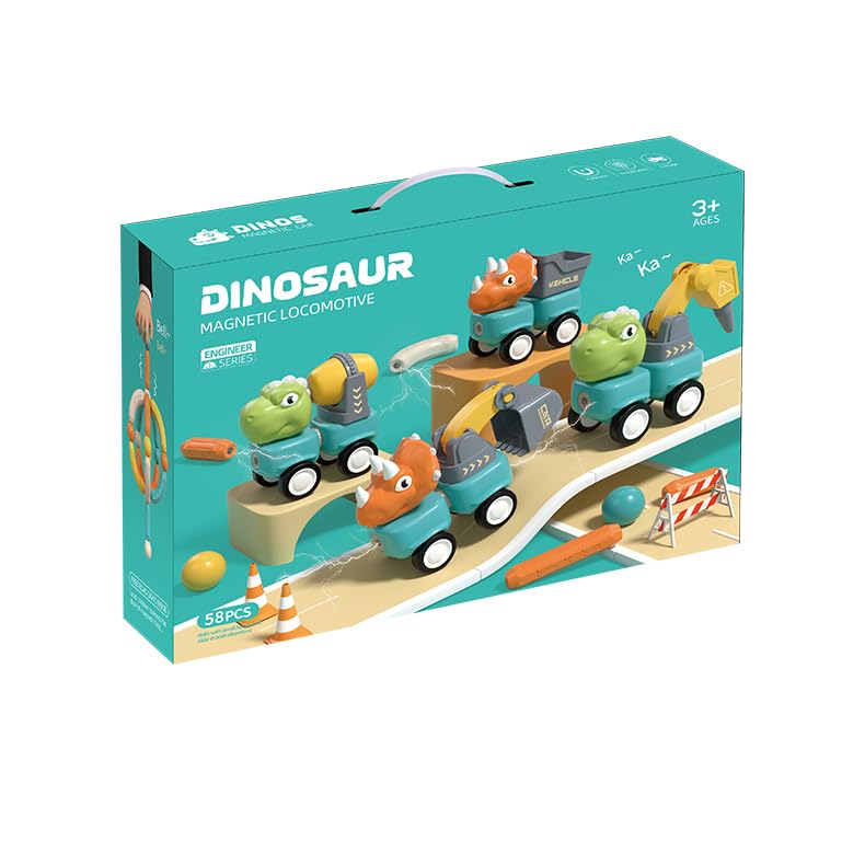 Kizozo DIY dinosauruste auto-komplekt, magnetiline ehitusmänguasi lastele