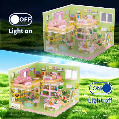 LED building blocks set for flower shop with 1224 pieces