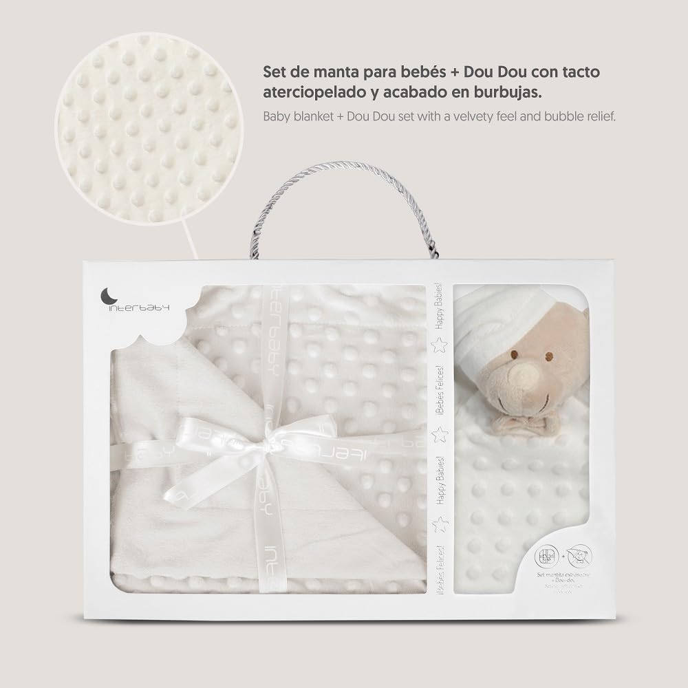 Interbaby beebitekk ja kaisukaru komplekt, 80 × 110 cm, kreem