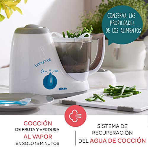 Béaba Babycook Original 4-in-1 Baby Food Maker – Steams, Blends, Defrosts and Reheats, Blue-Grey