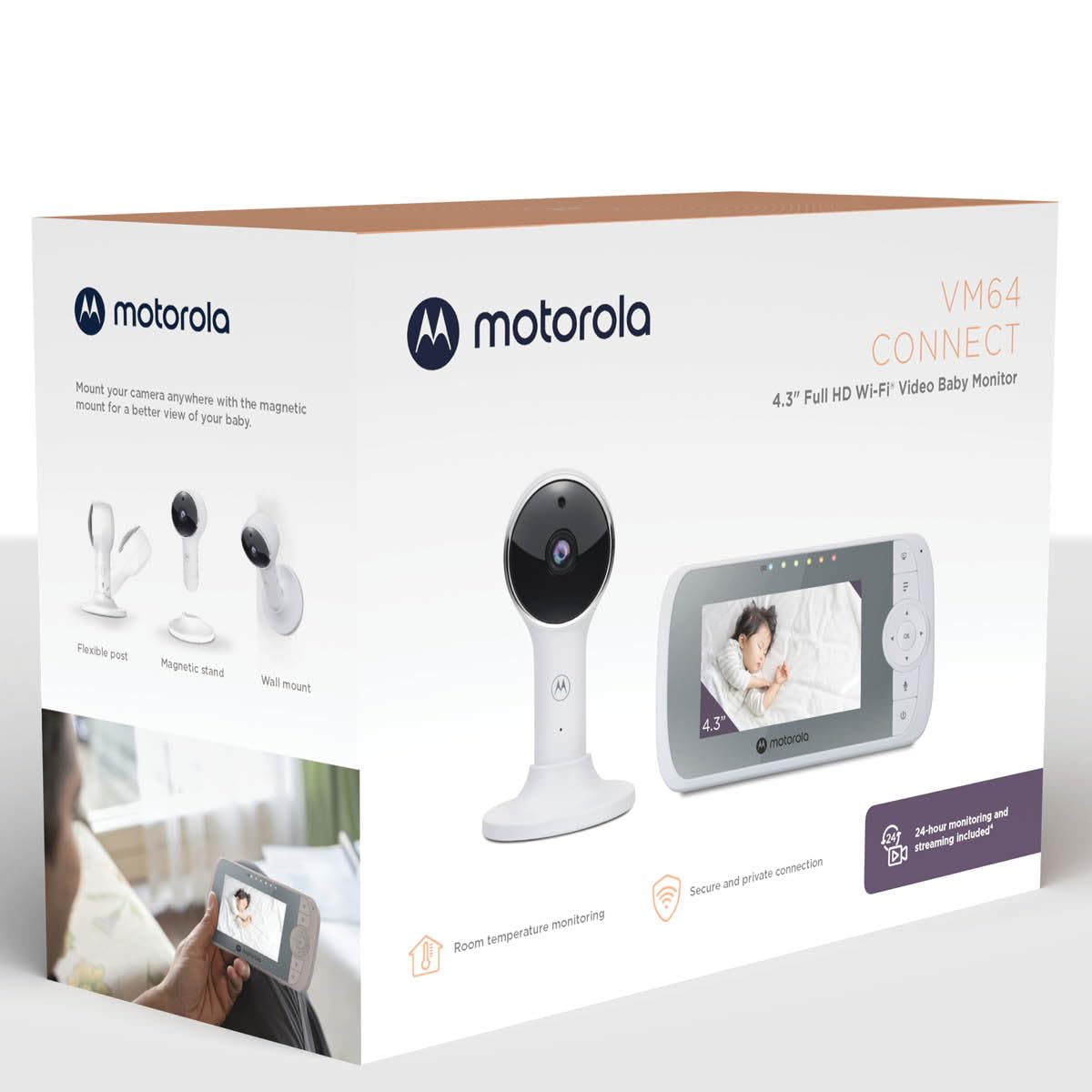 Motorola Nursery VM64 beebimonitor 4,3" ekraani ja WiFi-kaameraga
