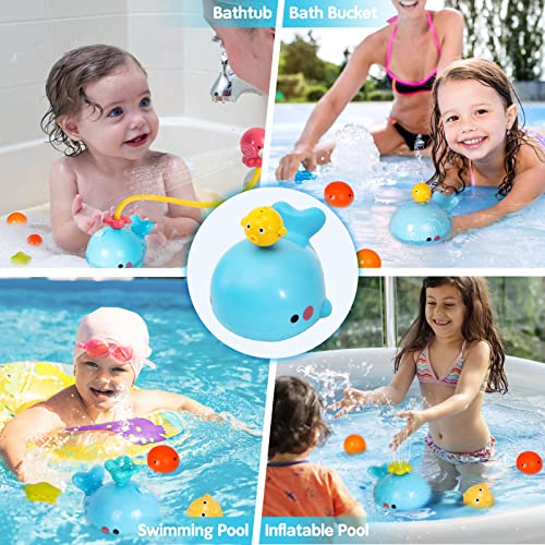 Beige bath toy – blue whale with 5 interchangeable water sprays