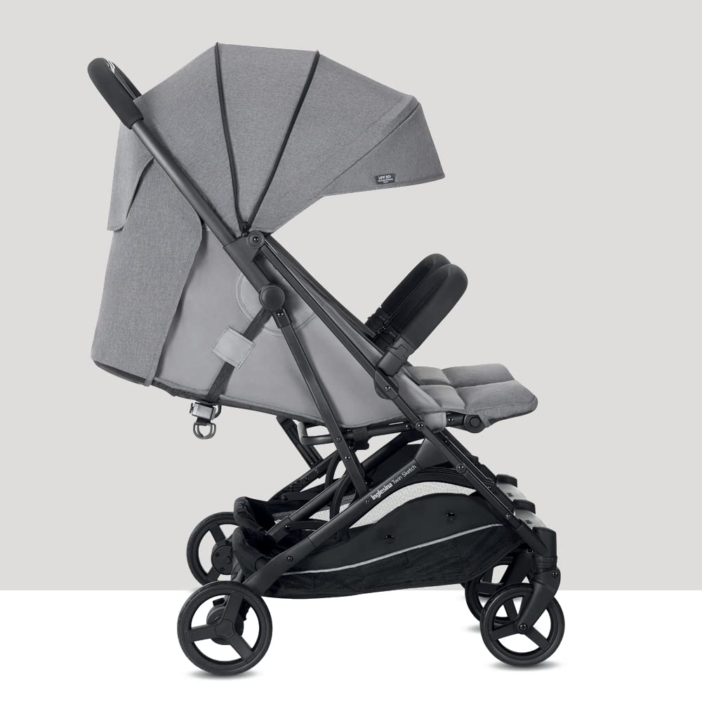 Inglesina Twin Sketch kahekohaline jalutuskäru, hall, ultrakerge ja kompaktne
