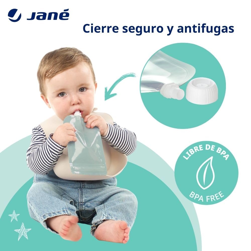 Jané korduvkasutatavad toidupüreedekotid, 12 tk, 200 ml, värvilised