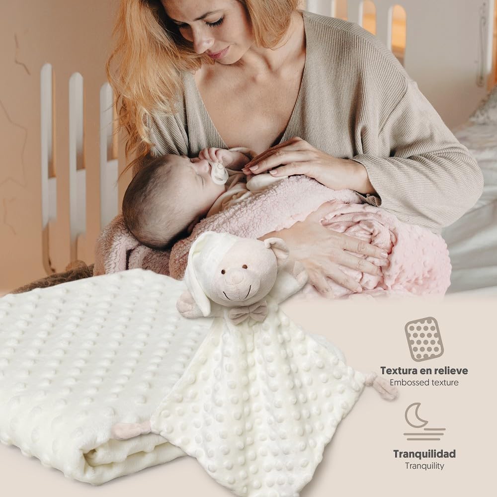 Interbaby beebitekk ja kaisukaru komplekt, 80 × 110 cm, kreem
