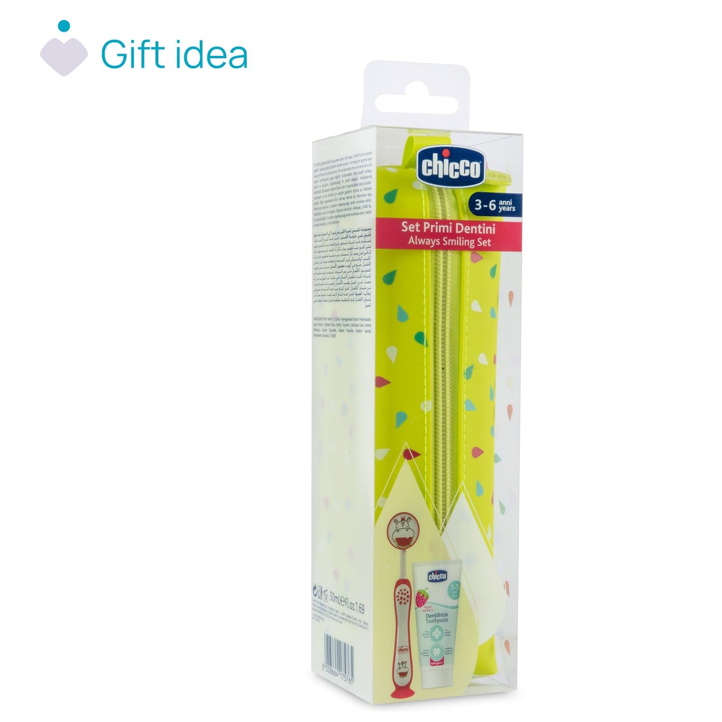 Chicco laste hambahoolduskomplekt reisikotis, maasikamaitseline hambapasta ja pehme hambahari, 3–6 a, roosa