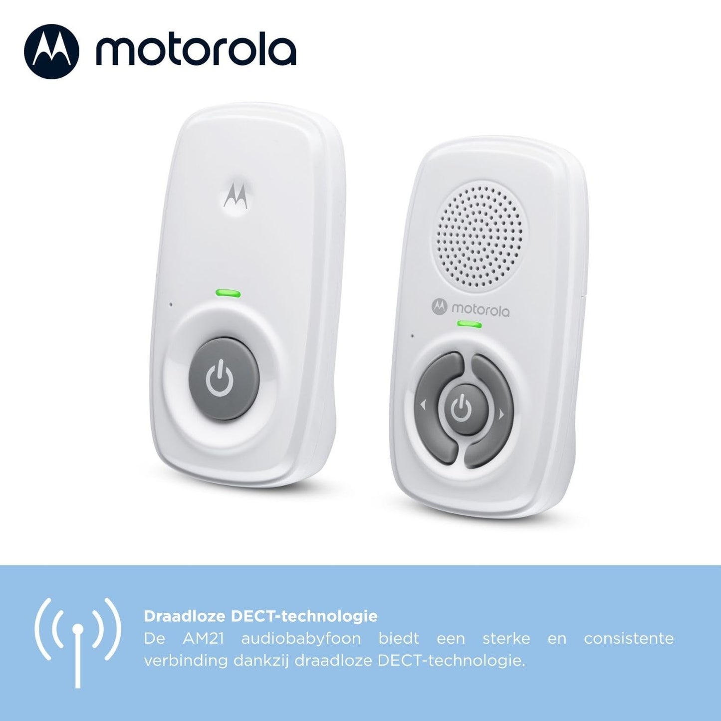 Motorola Nursery AM21 audio beebimonitor DECT-tehnoloogiaga, valge