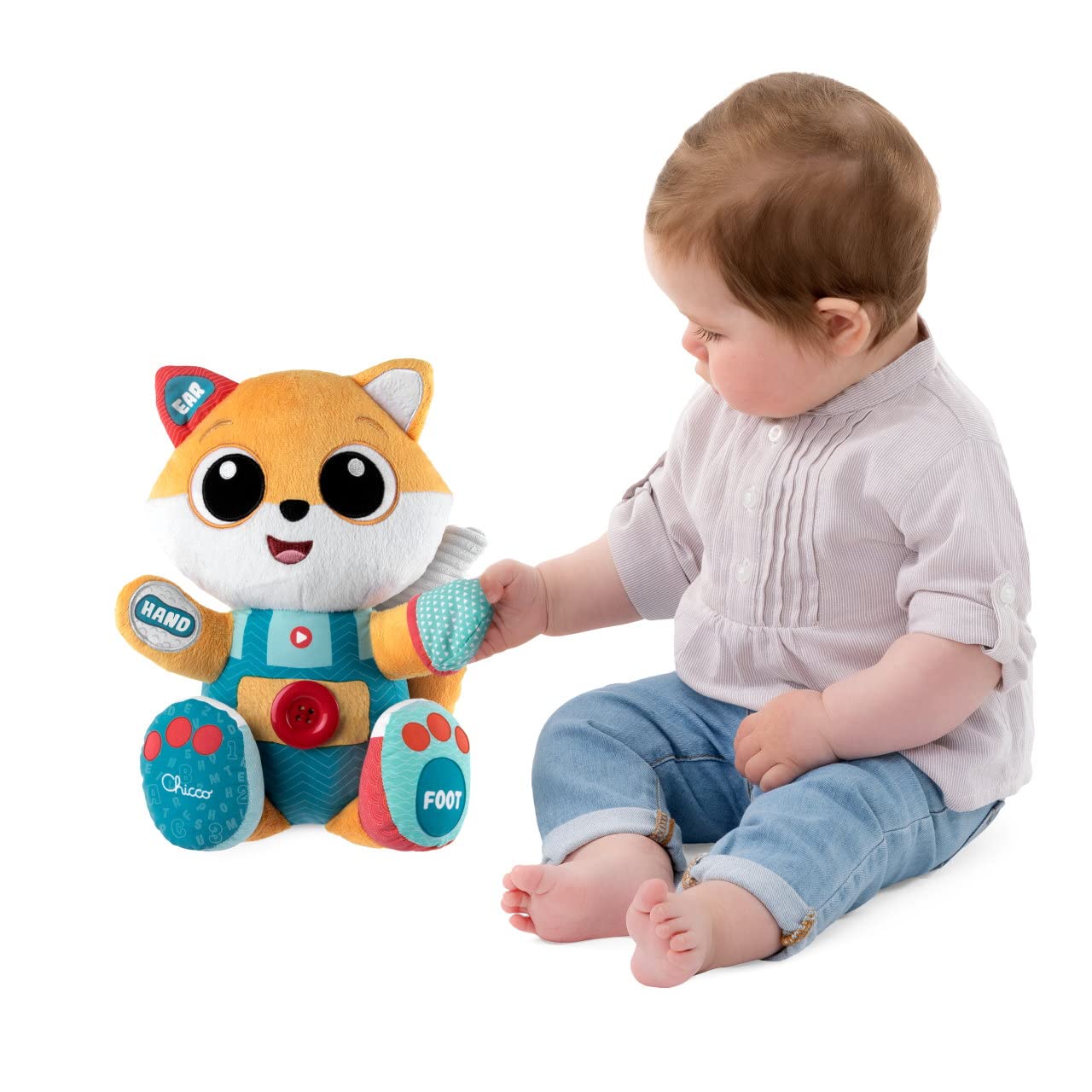 Chicco Foxy bilingual (EN/ES) interactive cuddly toy, 3-in-1 Montessori toy, 6 months – 4 years