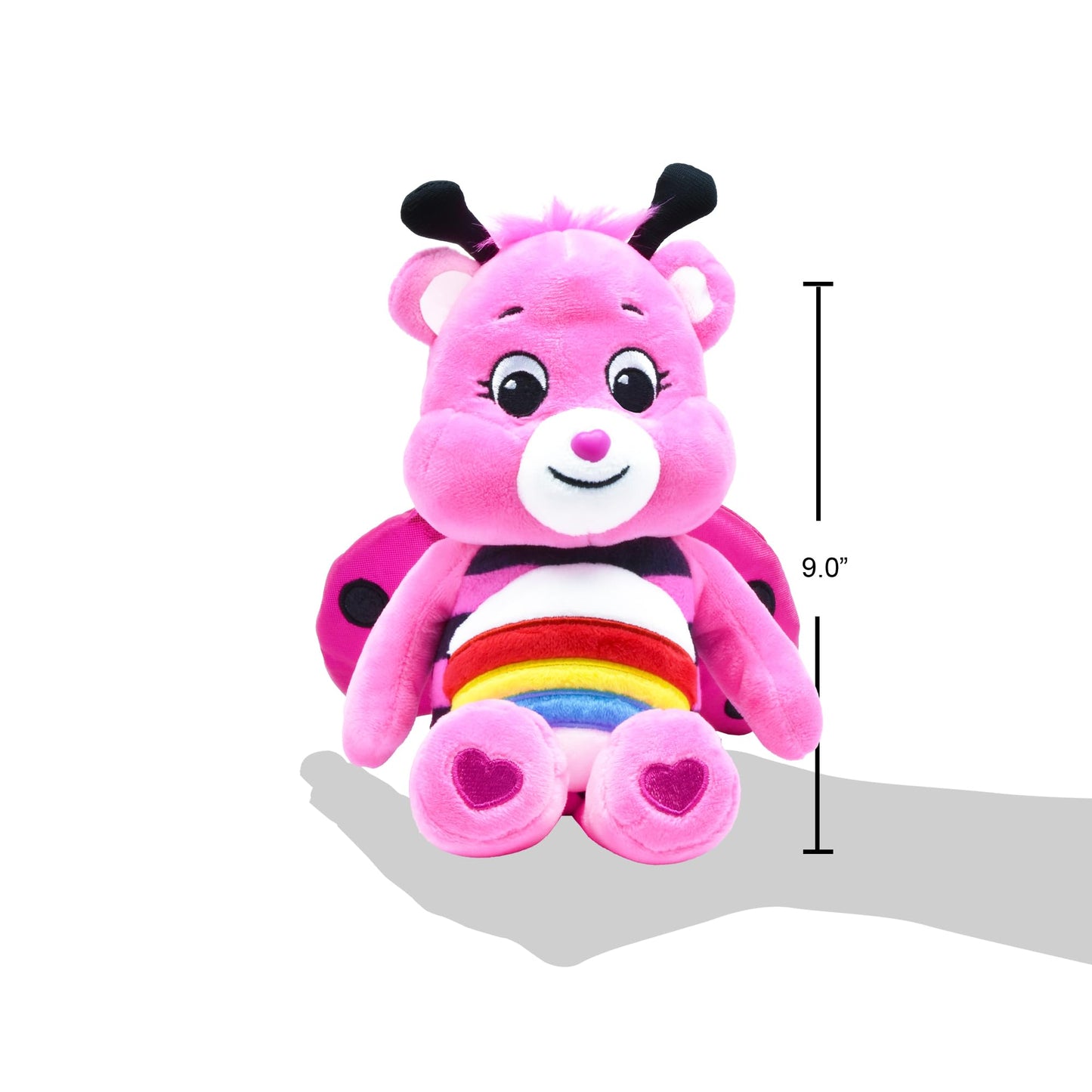 Care Bears spring-themed Cheer Bear plush in a ladybug costume, 23 cm