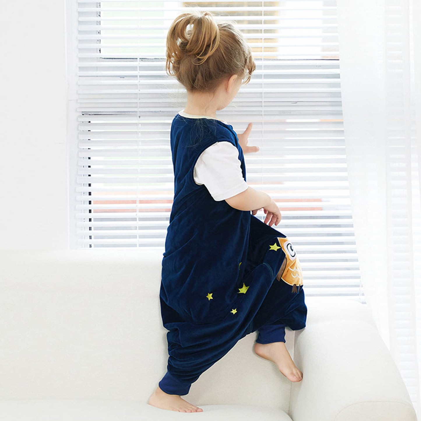 Vine sleeping bag with feet, TOG 1.5, 5-6 years, dark blue owl