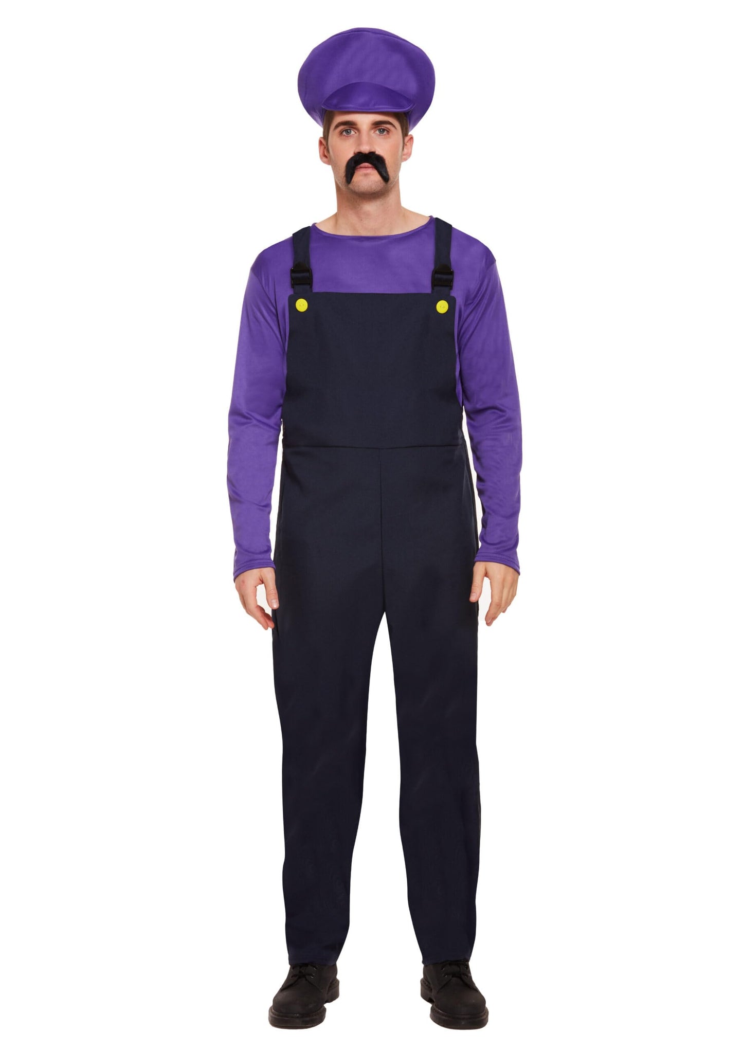 Meeste plumber carnival costume L/XL, retro video game style, purple