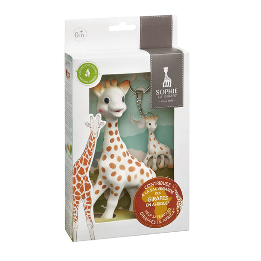 Sophie la girafe kinkekomplekt (mänguasi ja mini võtmehoidja)