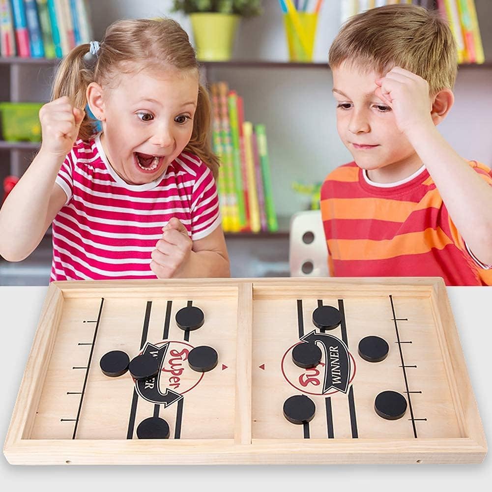 Sunshine Smile wooden air hockey game "Sling Puck"