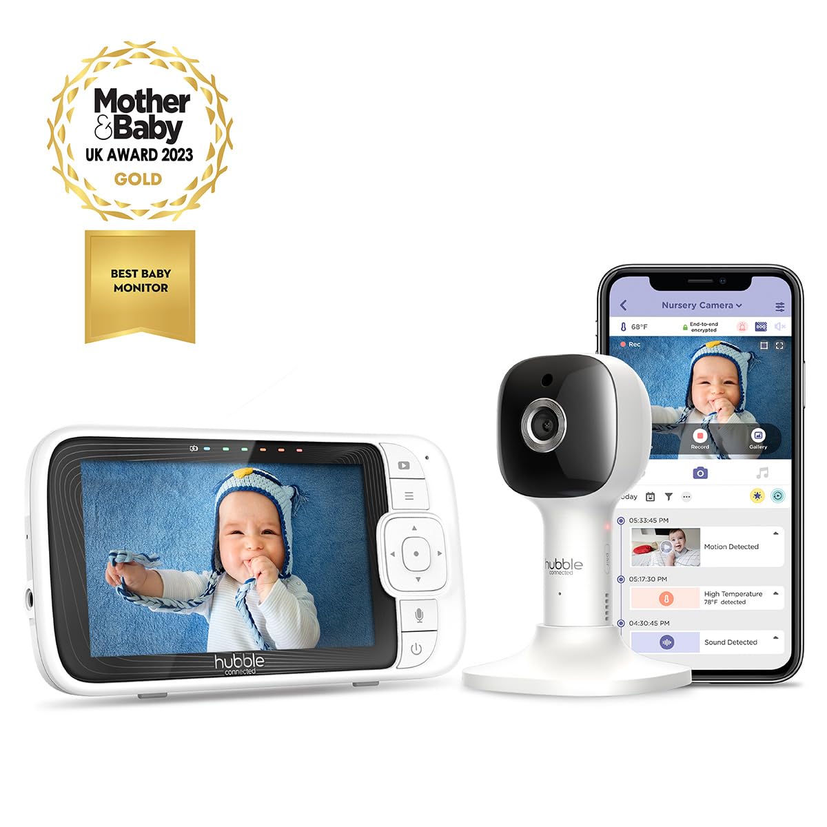 Hubble Connected Nursery Pal Cloud beebimonitor WiFi-kaamera ja 5-tollise ekraaniga