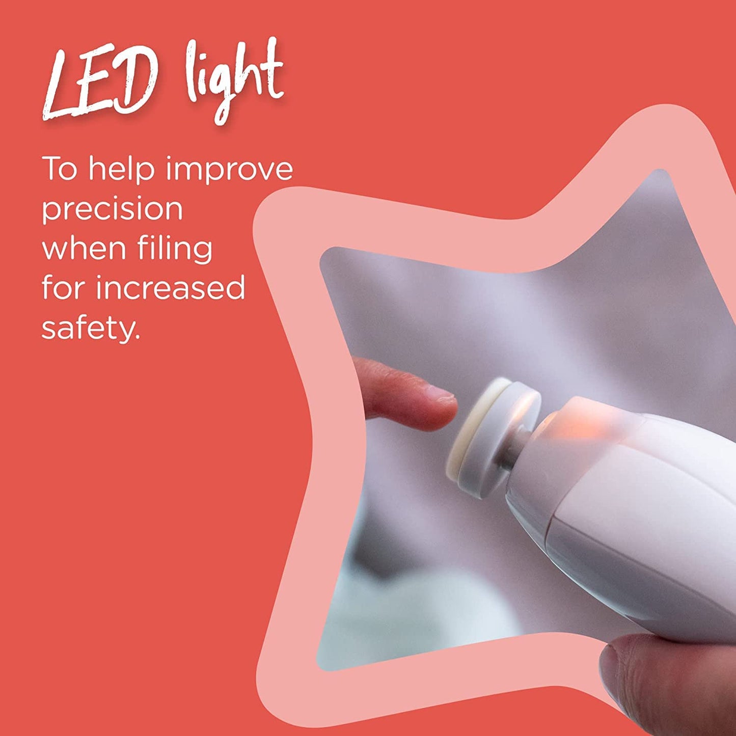 Tommee Tippee elektriline beebide küüneviil LED-valgusega, 6 viilimisotsikuga