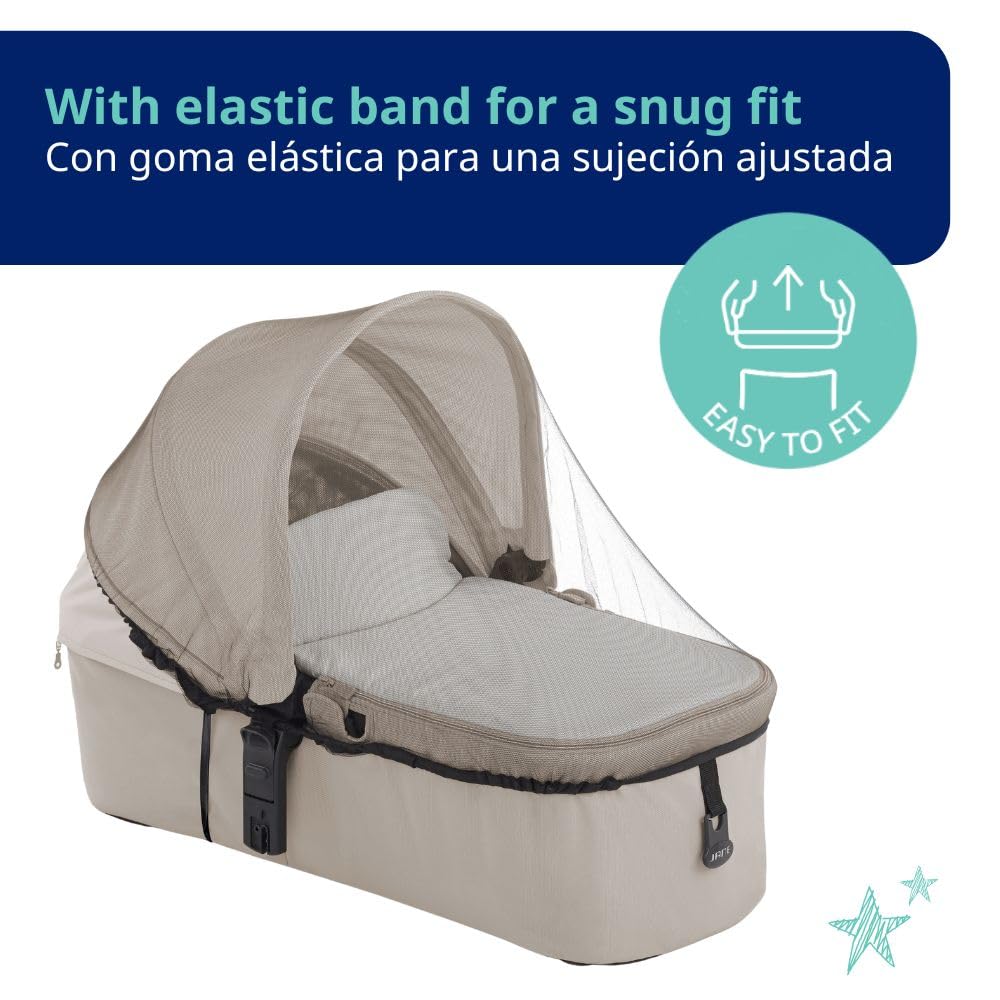 Jané mosquito net for strollers, buggies, carrycots, and infant car seats, universal fit, good visibility, insect protection, includes carry bag