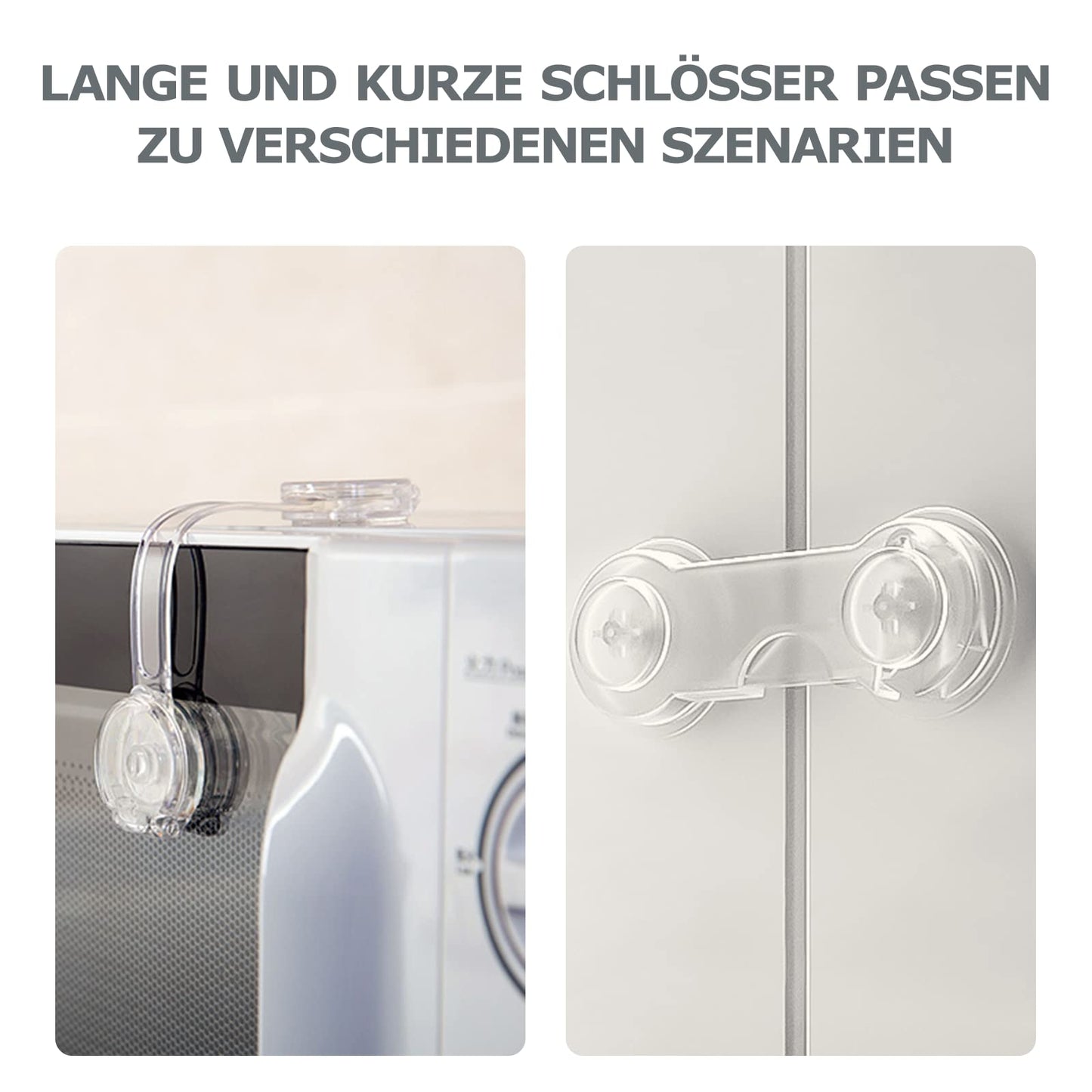 BillyBath transparent cabinet locks for child safety (10 pcs, 2 types)