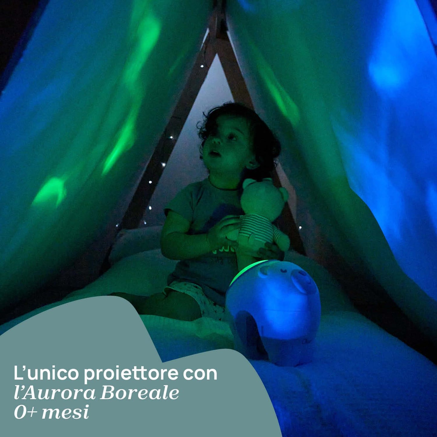 Chicco First Dreams Polar Bear projektor, 2-in-1, öölamp ja hälliprojektor