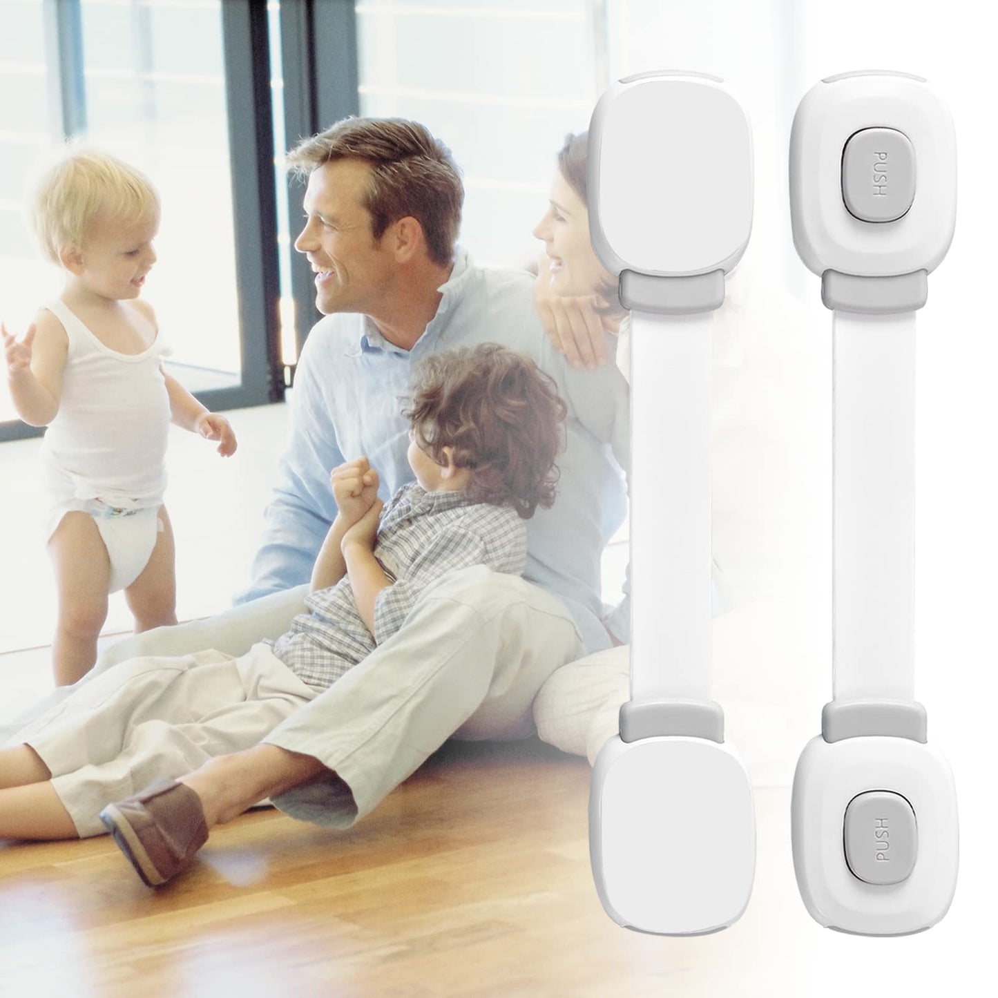 BillyBath baby-safe cabinet locks – adhesive safety locks (5 pcs, gray)