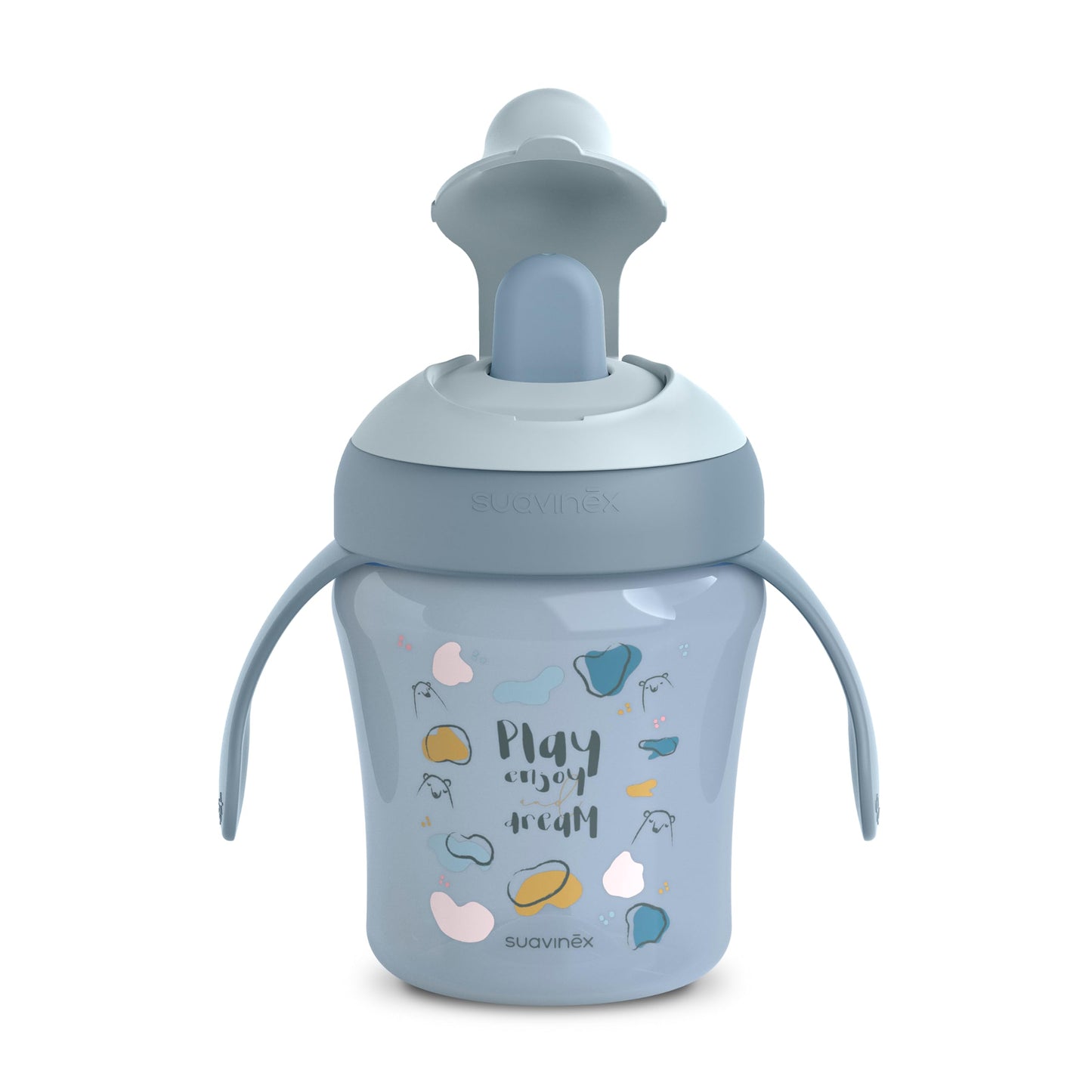 Suavinex õppimistass beebidele, lekkekindel, sinine „Bears“, 200 ml
