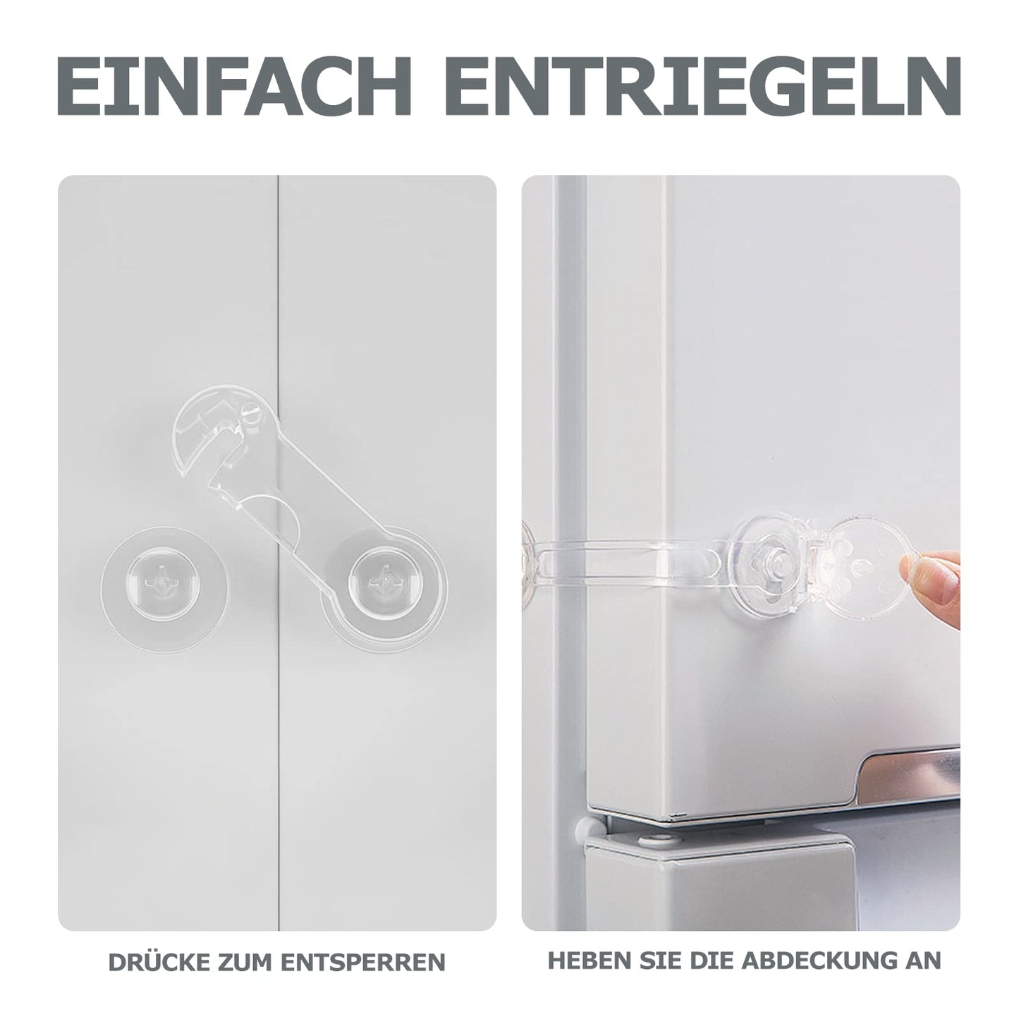 BillyBath transparent cabinet locks for child safety (10 pcs, 2 types)