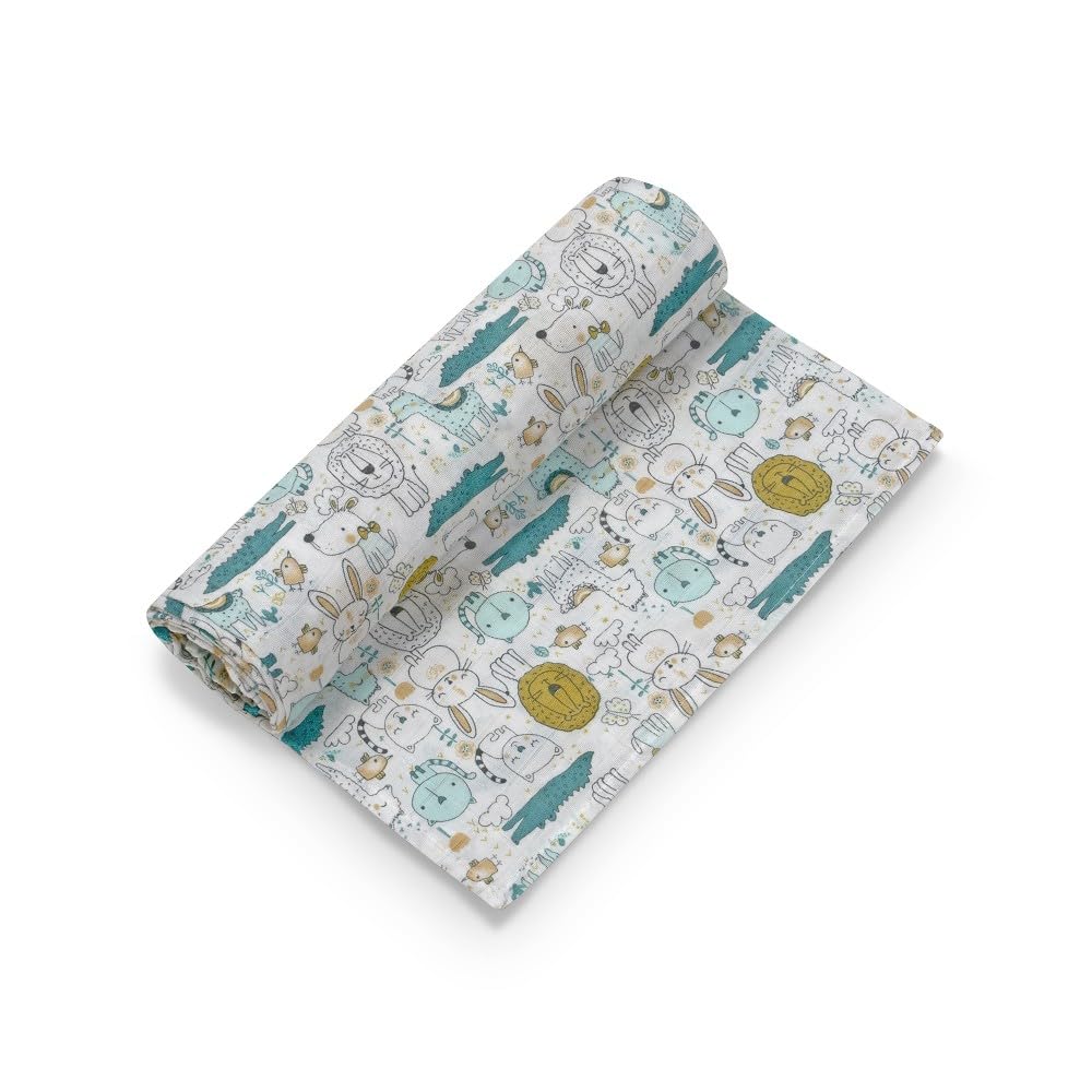 Interbaby bambusest musliintekk beebidele, 120 × 120 cm, 3 tk, loomad