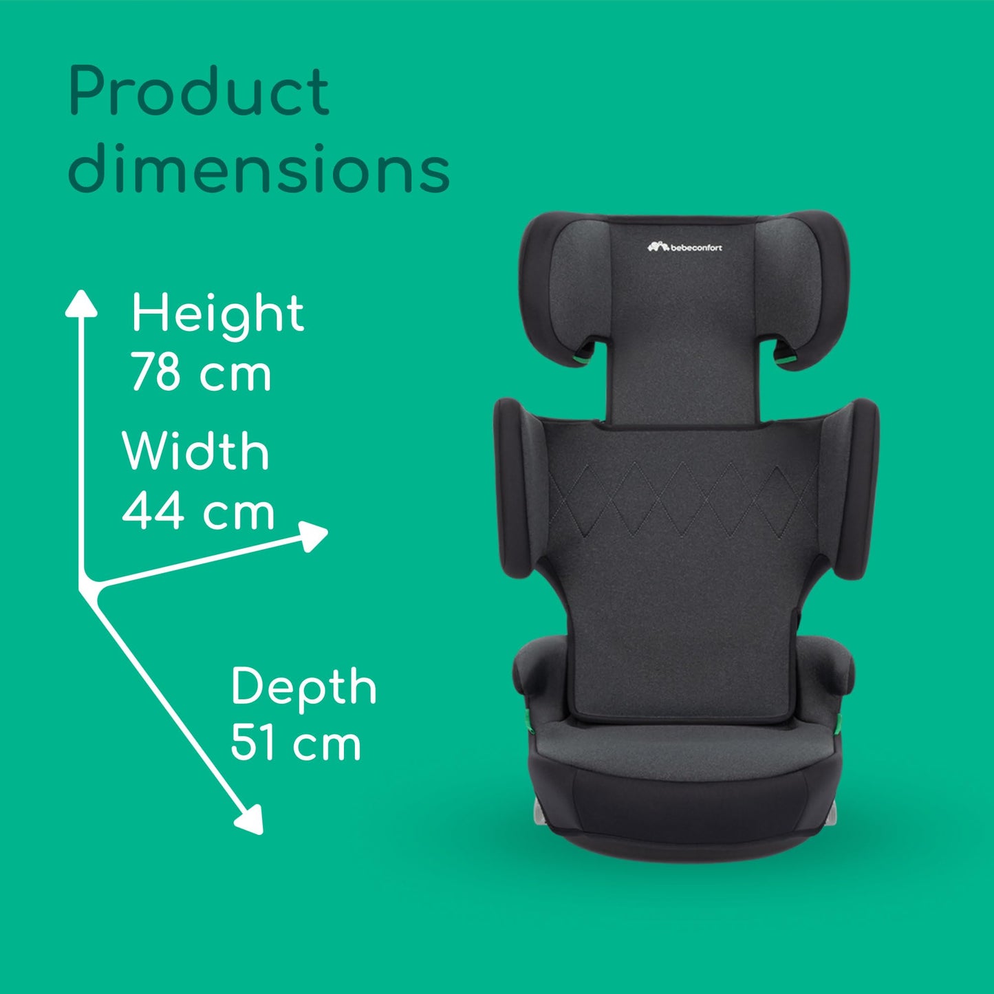 Bebeconfort Road Fix i-Size turvaiste, Isofix, 100–150 cm, 3,5–12 a, Tinted Black