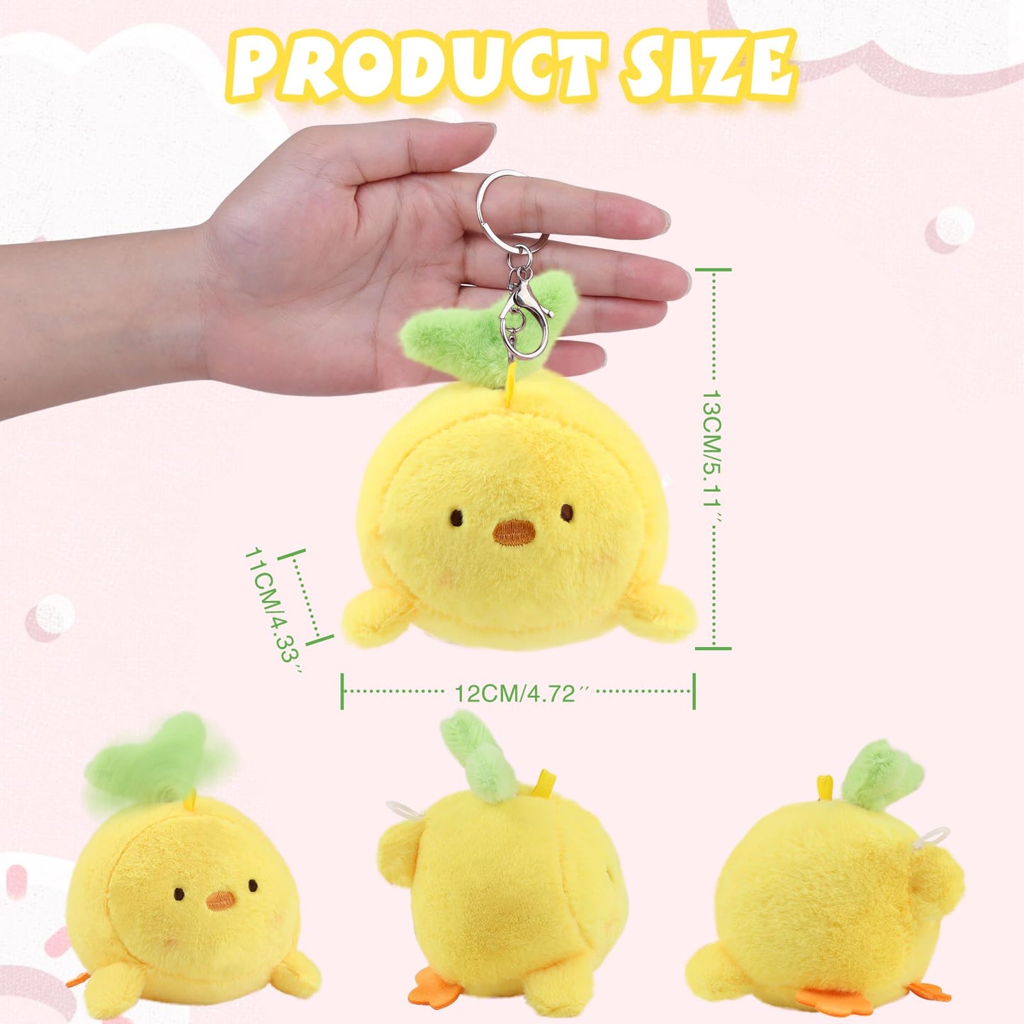 ANBOOR small interactive plush toy with keychain, 14 cm, duck