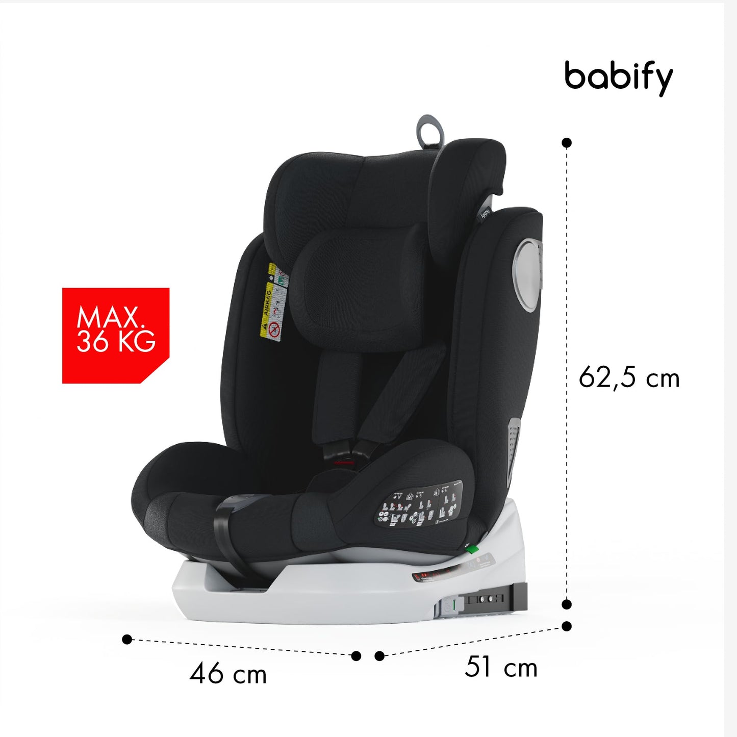 Babify Onboard 360° pöörlev turvatool, Isofix, i-Size 40–150 cm, must/tumehall